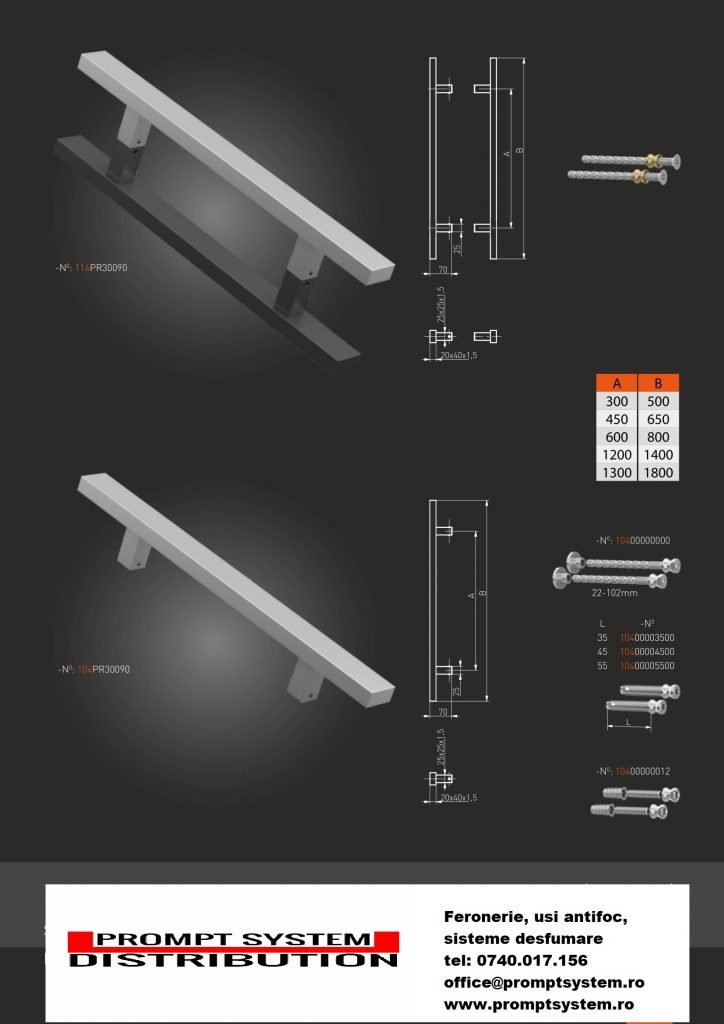 Manere inox prindere 90 grade sectiune 40×20 500 mm