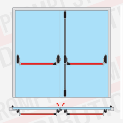 KIT bara antipanica CISA Alpha usi 2 canate inchidere 3 puncte cu maner exterior