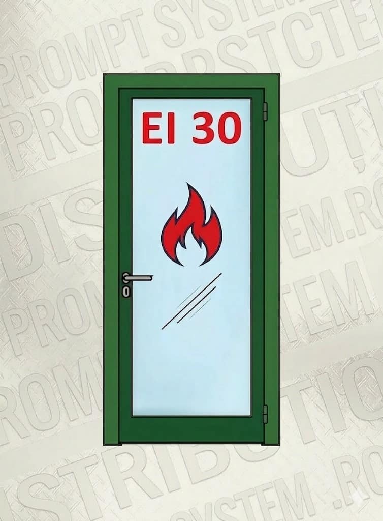 Usi Antifoc 1 Canat din Aluminiu și Sticla – Rezistența la Foc EI 30